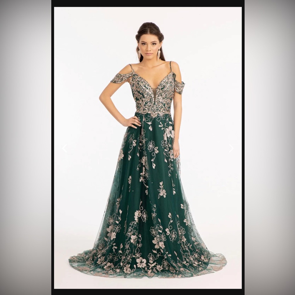 Emerald Floral Gown Large - Picture 10 of 10